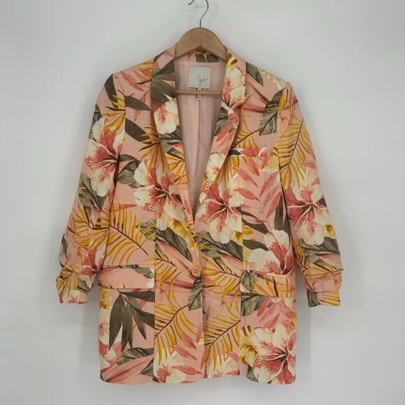 Joie Jackets & Blazers - JOIE Kishina‎ B Floral Linen Blazer Size 6 Dusty Nude $298 EUC